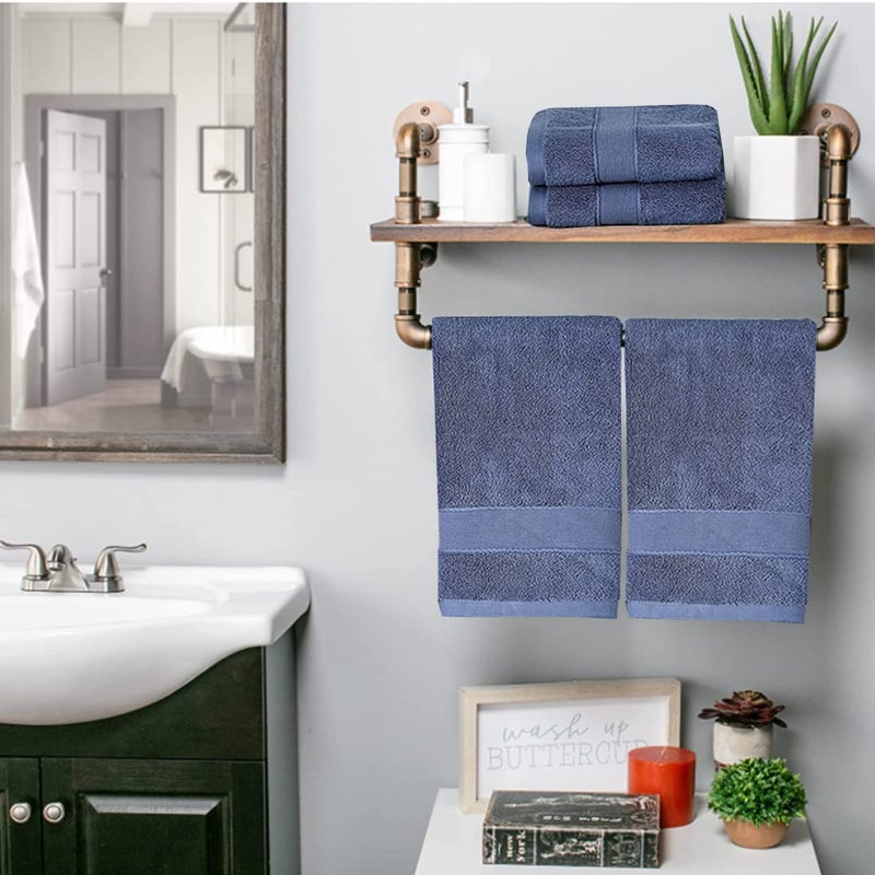 Lchkrep Bathroom Hand Towels (14x30 inch)  Home Soft Cotton Super Soft Highly Absorbent Hand Towels for Bath  Hand  Face  Gym and Spa (Navy Blue 2 Pack) - Image 2